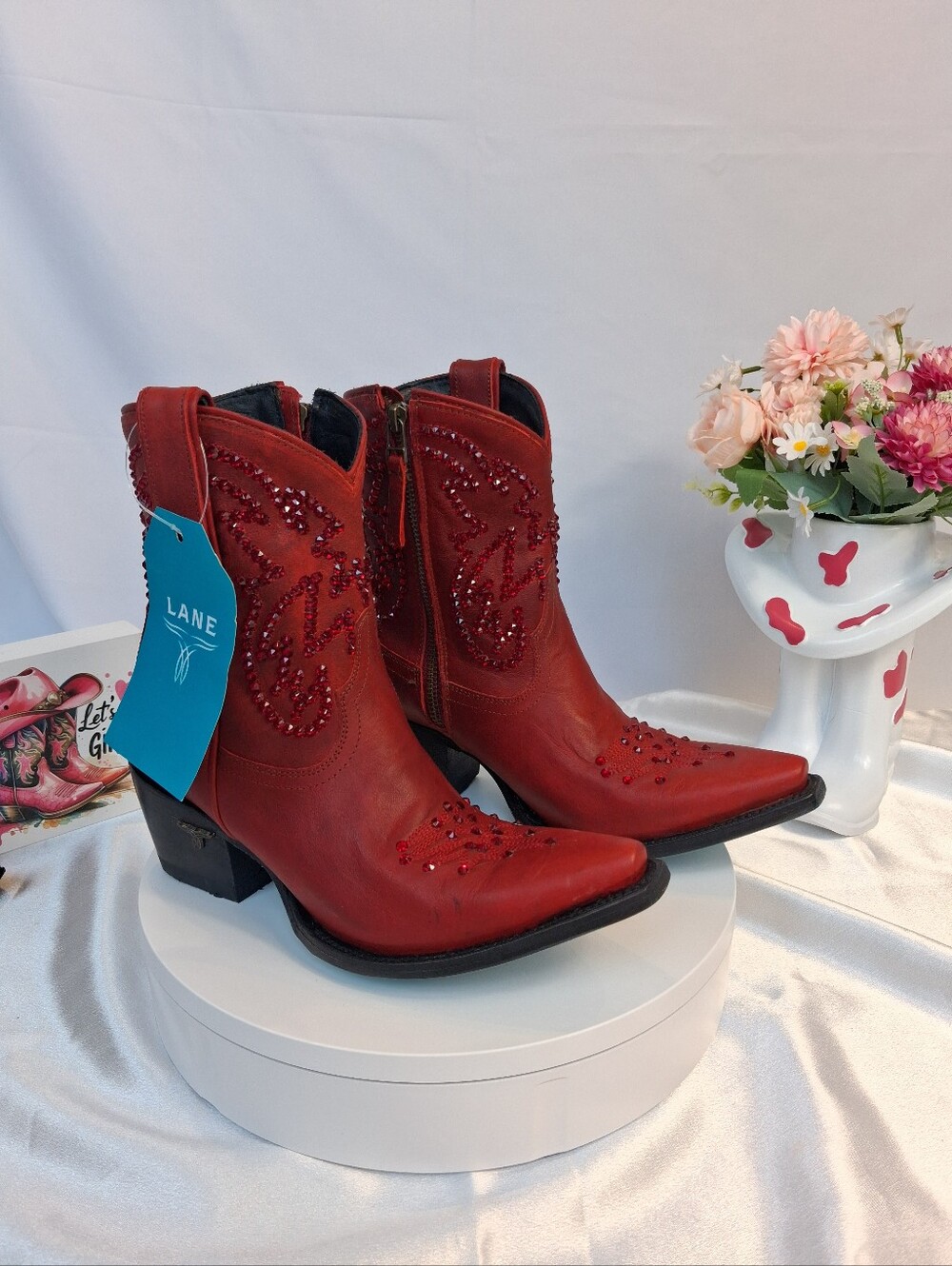 LANE Smokeshow Cowgirl Boots W/ SWAROVSKI Crystals 7.5 - Picture 7 of 11
